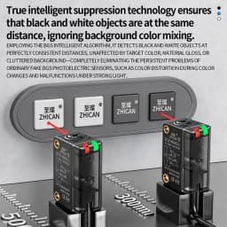 ZHICAN ZC3E Laser Photoelectric Sensor Background Suppression Adjustable Distance Object Detection Switch