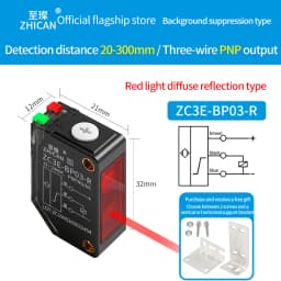 ZHICAN ZC3E Laser Photoelectric Sensor Background Suppression Adjustable Distance Object Detection Switch