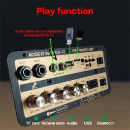 EU/US Plug Bluetooth 5.0 Amplifier Board With Optical Audio AMP USB FM Radio TF Player DIY Audio For Karaoke Home Car 110V/220V