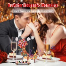 DIY Rose Soldering Practice Kit LED Flower Electronics Project with Acrylic Case Flashing Light Built-in Music Assembly Kits