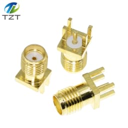 TZT 10Pcs SMA Female / Male Jack Solder 1.6mm Nut Edge Clip Straight Mount Gold Plated RF Connectors Receptacle Solder