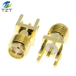 TZT 10Pcs SMA Female / Male Jack Solder 1.6mm Nut Edge Clip Straight Mount Gold Plated RF Connectors Receptacle Solder