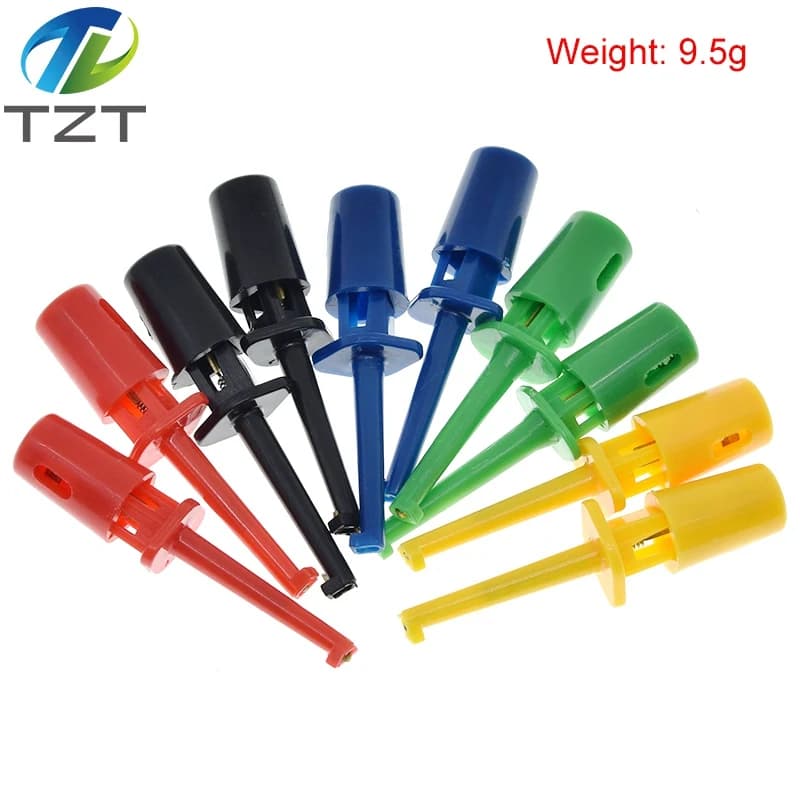 10Pcs Mini Single Test Hook Clip Test Probe for Electronic Testing Grabber Small Size Round Crocodile Clip Hook Test Clip