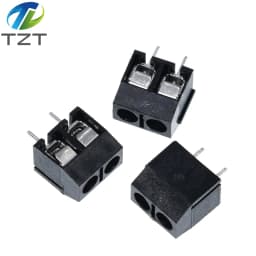 TZT 10PCS/LOT KF301-2P KF301-5.0-2P KF301 Screw 2Pin 5.0mm Straight Pin Screw terminal-block Connector Black Red and Blue