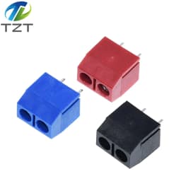 TZT 10PCS/LOT KF301-2P KF301-5.0-2P KF301 Screw 2Pin 5.0mm Straight Pin Screw terminal-block Connector Black Red and Blue