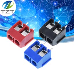 TZT 10PCS/LOT KF301-2P KF301-5.0-2P KF301 Screw 2Pin 5.0mm Straight Pin Screw terminal-block Connector Black Red and Blue
