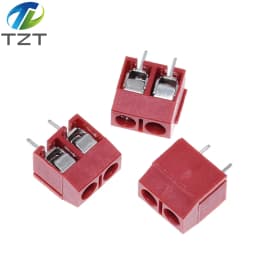 TZT 10PCS/LOT KF301-2P KF301-5.0-2P KF301 Screw 2Pin 5.0mm Straight Pin Screw terminal-block Connector Black Red and Blue