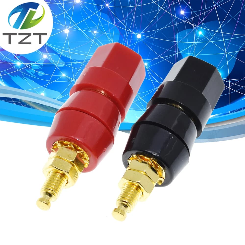TZT 1pair(black+red) Red Black Connector Amplifier Binding Post Banana Speaker Plug Jack Adapter Socket