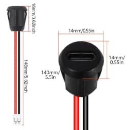 15pcs Type-C Male Chassis 2P Direct Crimp Data Connector Jack Waterproof High Current USB-C Charger Plug