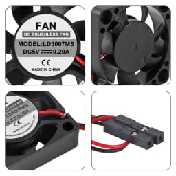 4pcs 3007 Fan Black for Raspberry Pi 4 Fan 30x30x7mm Pi Brushless Cooling Fan 3.3V 5V DC Quiet Fan for Raspberry Pi 4, Pi 3 B+