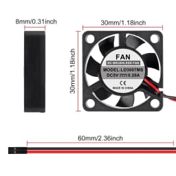 4pcs 3007 Fan Black for Raspberry Pi 4 Fan 30x30x7mm Pi Brushless Cooling Fan 3.3V 5V DC Quiet Fan for Raspberry Pi 4, Pi 3 B+