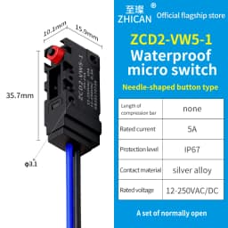ZHICAN ZCD2-VW IP67 Waterproof Micro Switch NO NC Wired Limit Switch 2 Wire 3 Wire Forklift Automotive