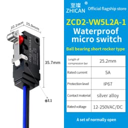 ZHICAN ZCD2-VW IP67 Waterproof Micro Switch NO NC Wired Limit Switch 2 Wire 3 Wire Forklift Automotive