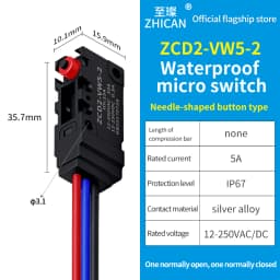 ZHICAN ZCD2-VW IP67 Waterproof Micro Switch NO NC Wired Limit Switch 2 Wire 3 Wire Forklift Automotive