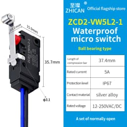 ZHICAN ZCD2-VW IP67 Waterproof Micro Switch NO NC Wired Limit Switch 2 Wire 3 Wire Forklift Automotive