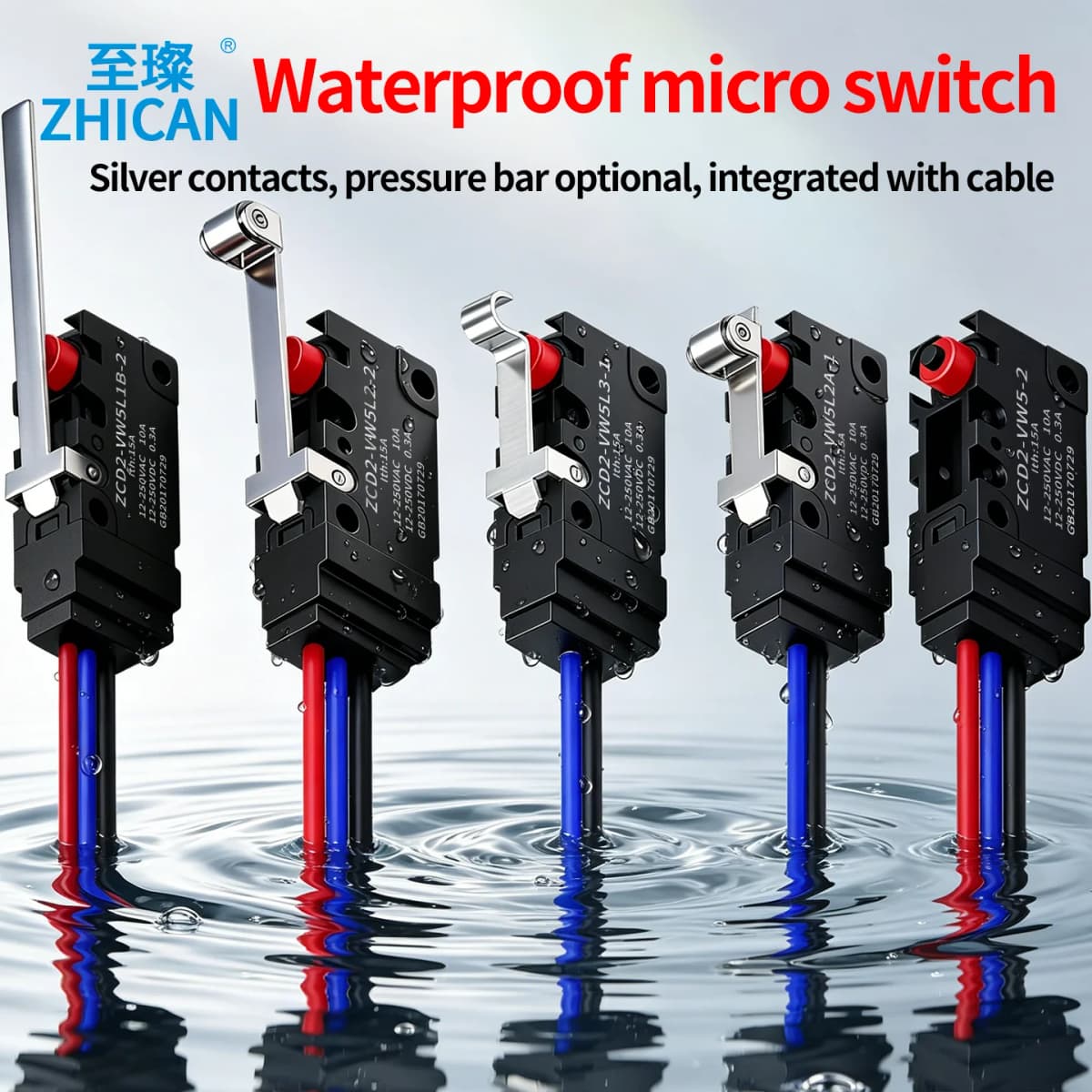 ZHICAN ZCD2-VW IP67 Waterproof Micro Switch NO NC Wired Limit Switch 2 Wire 3 Wire Forklift Automotive