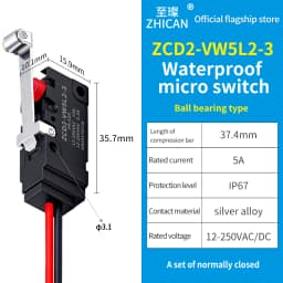 ZHICAN ZCD2-VW IP67 Waterproof Micro Switch NO NC Wired Limit Switch 2 Wire 3 Wire Forklift Automotive