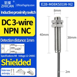 ZHICAN E2B M8 Long Range Inductive Proximity Sensor 6mm NPN PNP NO NC 3 Wire DC24V Industrial Metal Detection