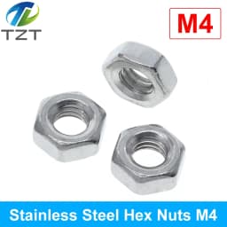 TZT 10pcs/lot Metric thread DIN934 M2 M2.5 M3 M4 M5 M6 M8 304 Stainless Steel Hex Nuts