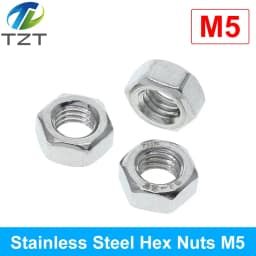 TZT 10pcs/lot Metric thread DIN934 M2 M2.5 M3 M4 M5 M6 M8 304 Stainless Steel Hex Nuts