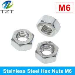 TZT 10pcs/lot Metric thread DIN934 M2 M2.5 M3 M4 M5 M6 M8 304 Stainless Steel Hex Nuts