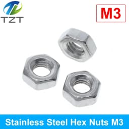 TZT 10pcs/lot Metric thread DIN934 M2 M2.5 M3 M4 M5 M6 M8 304 Stainless Steel Hex Nuts