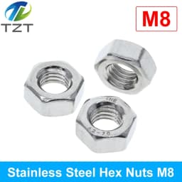 TZT 10pcs/lot Metric thread DIN934 M2 M2.5 M3 M4 M5 M6 M8 304 Stainless Steel Hex Nuts