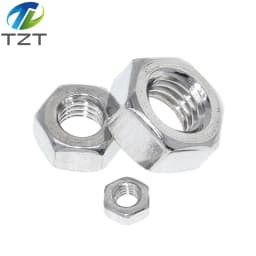 TZT 10pcs/lot Metric thread DIN934 M2 M2.5 M3 M4 M5 M6 M8 304 Stainless Steel Hex Nuts