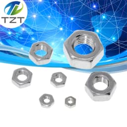 TZT 10pcs/lot Metric thread DIN934 M2 M2.5 M3 M4 M5 M6 M8 304 Stainless Steel Hex Nuts