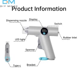25W Digital Display Wireless Lithium Electric Hot Melt Glue Gun Type C With 22pcs Glue Stick DIY Household Hand Craft Tools