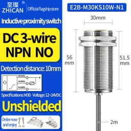 ZHICAN E2B M30 40mm Long Range Inductive Proximity Sensor NPN PNP NO NC 3 Wire DC24V Threaded Metal Detection