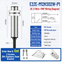 ZHICAN E2ZE M8 M12 Inductive Proximity Sensor Oil Resistant Waterproof NPN PNP NO 3 Wire DC12-24V Metal Detection