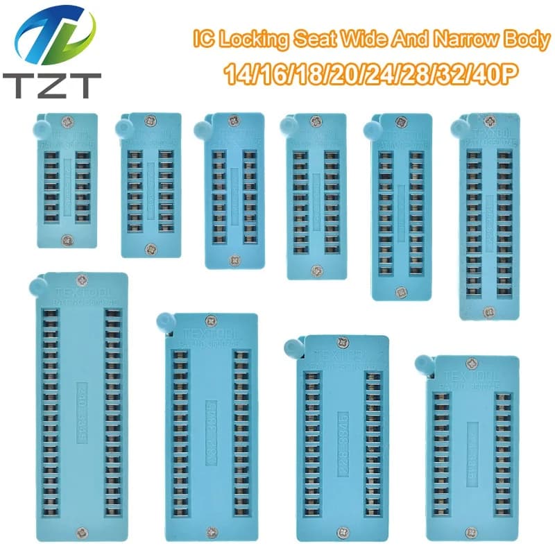 1pcs/lot 14 16 18 20 24 28 32 40 P Pin 2.54 MM Green Universal ZIF Socket Test Solder Type lock seat zif socket