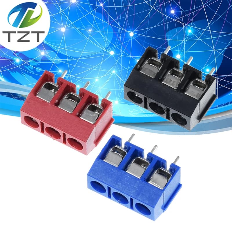 10PCS KF301- 3P screw 5.0mm terminal-block 3 Pin Spliceable terminal-block Connector Black Red And Blue