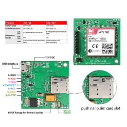 A7670E Push Nano Side Way SIM Slot LTE 4G GPS TTL UART LTE Cat-1 for Europe Midde Asia South Africa