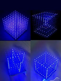 8x8x8 LED Cube 3D Light Square Blue LED Electronic DIY Kit Tempered ability
