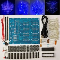 8x8x8 LED Cube 3D Light Square Blue LED Electronic DIY Kit Tempered ability