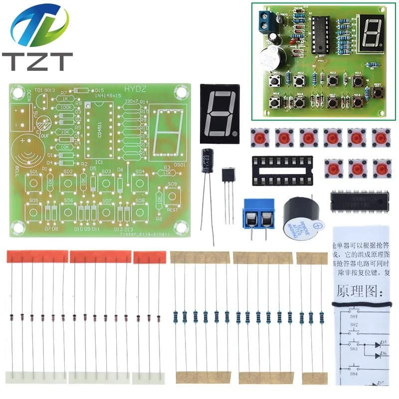 Eight Person Responder Diy Kit 8 Channel Answering Teaching Practice Welding CD4511 8Bit Answer Device Suite Electronic Training