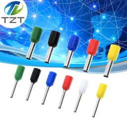 100pcs TZT TENG E0508 E2508 Tubular Wire Cold Pressure Connector Electrical Cable Crimps Wire Ferrules 22AWG Wire