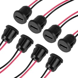 8pcs 10cm 24AWG USB 2pin Black Type-C Female Chassis C Connector Jack Female Charging Port Waterproof with Card Buckle 3A High