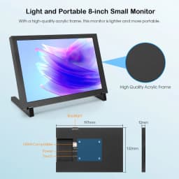 Elecrow 8 Inch HD Touch Monitor 1280*800 Portable IPS Display with Stand Backlight for RPi 5/400/4/3 Win 11/10/8/7 Jetson Nano