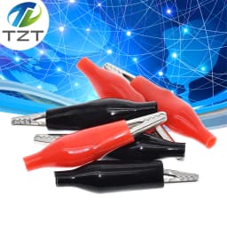 10pcs/lot 28MM Metal Alligator Clip G98 Crocodile Electrical Clamp for Testing Probe Meter Black and Red with Plastic Boot Rated