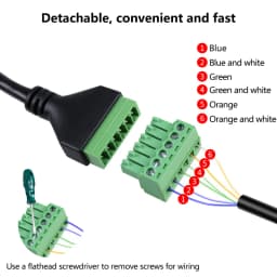 RJ12 6P Male to 6 Pin Screw Terminal Adapter Cable RJ12 to Terminal Block Breakout Cable 0.2M 0.3M 0.5M 1M 2M 4M 5M