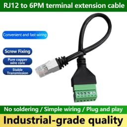 RJ12 6P Male to 6 Pin Screw Terminal Adapter Cable RJ12 to Terminal Block Breakout Cable 0.2M 0.3M 0.5M 1M 2M 4M 5M