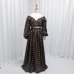 Maternity Photoshoot Outfit Plaid Set Puff Long Sleeve Vintage Maternity Gown For Pregnancy Photo Shoot Women Party Dress