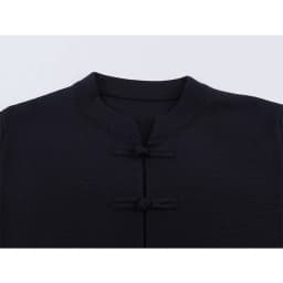YENKYE New Women Navy Blue Frog Fastening Crop Cardigan  Stand-up Collar Long Sleeves With Pockets Short Knit Outerwear Vintage