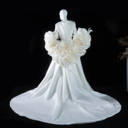 Sharon Said Satin Long Sleeve Wedding Dress with 3D Flowers Cape O-Neck Bridal Gowns with Train SS661Customized