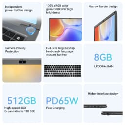 16 Inch Laptop with Intel Core I5 1240P 2.5K IPS Display Windows 11 Notebook Portable Adreamer Laptop 16GB RAM 1TB ROM SSD