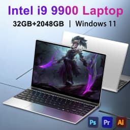 Ultra Slim 14.1 Inch Laptop Intel Core I9-9900 32GB RAM 2TB SSD for Gaming Office Study Windows 11 Pro FHD 1920*1080