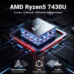 Firebat Laptop AS1 AMD Ryzen5 7430U 16GB DDR4 3200Mhz 512GB SSD 15.6 Inch IPS Windows 11 Notebook Type-C Wifi6 Full-Size Keyboard